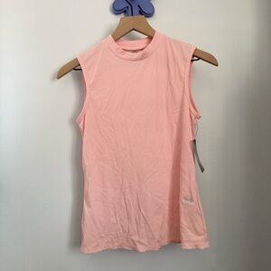 Foray Golf XS NEW Mock Neck Rib Tank‎ Top Powder Pink Athletic Preppy